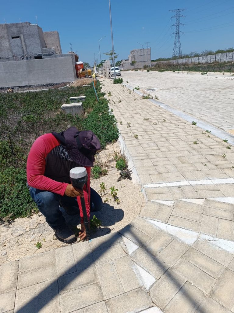 Profesionales de Geoland en acción durante un estudio topográfico en terreno.