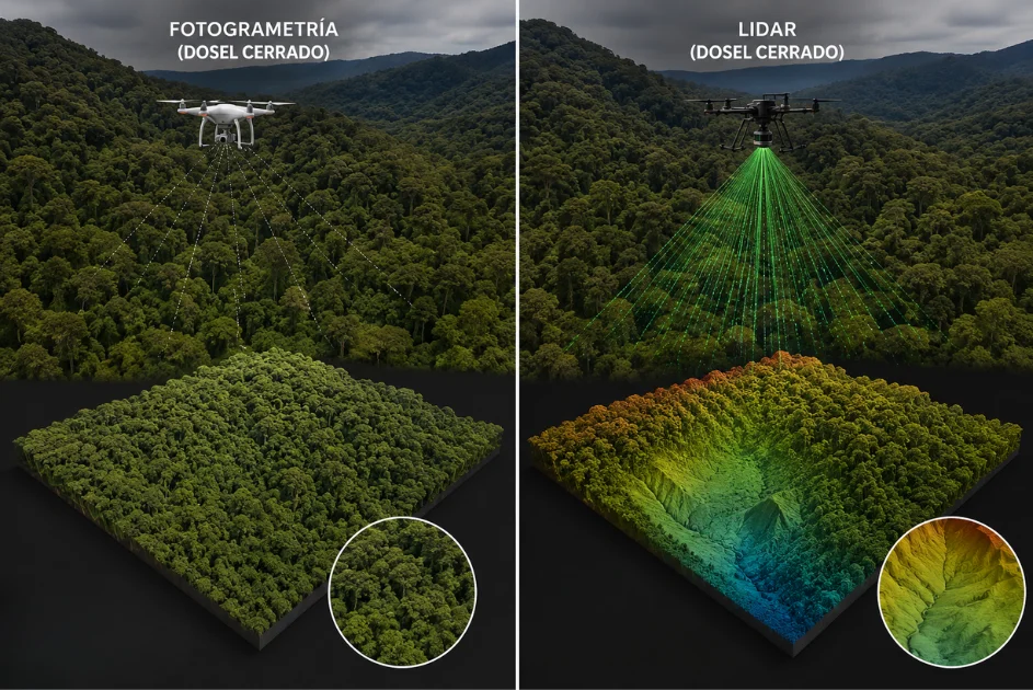 Comparativa con fotogrametría en dosel cerrado